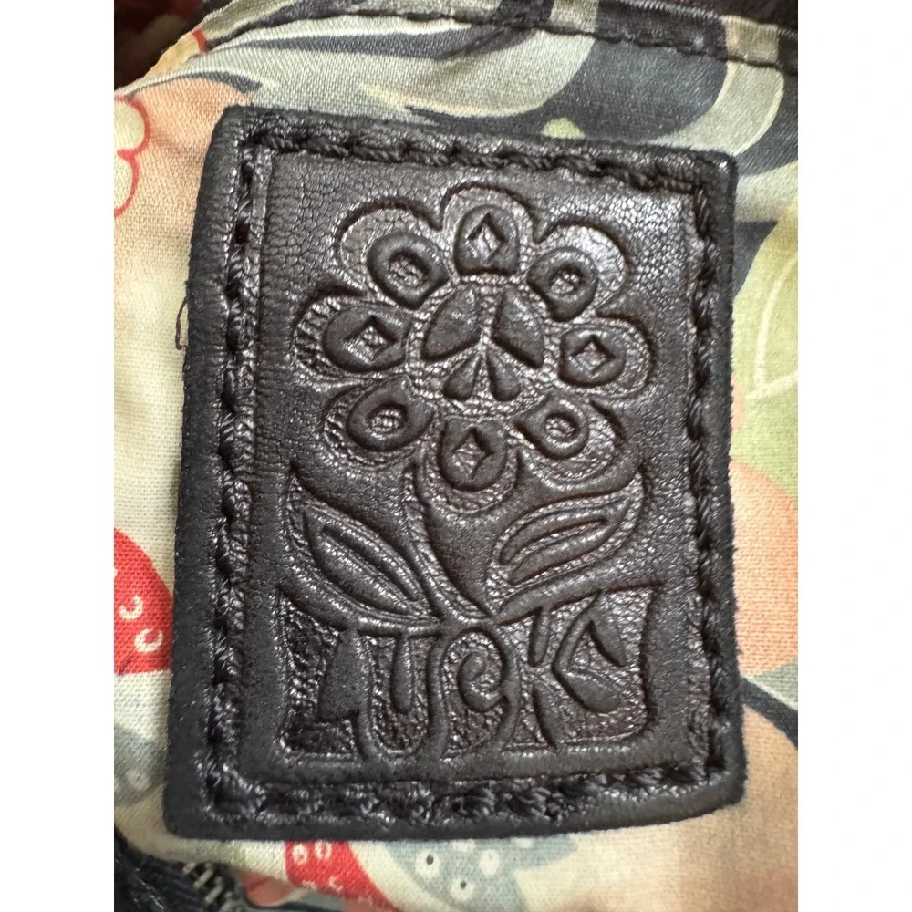 Lucky Brand‎ Black Leather Studded Boho Hobo Shoulder Bag